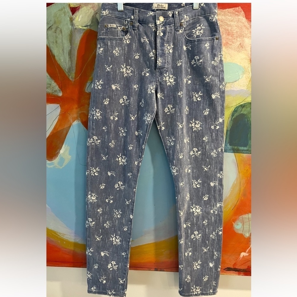 Polo Ralph Lauren Woman’s Jean Size 27 Blue White Floral High Rise Slim Callen